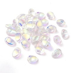 Colorful Transparent Frosted Czech Glass Beads, Top Drilled, Petal, Colorful, 8x6mm