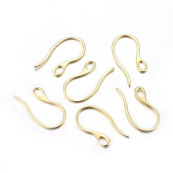 Golden 304 Stainless Steel Earring Hooks, with Horizontal Loop, Golden, 22x11.5x1mm, Hole: 3x2mm, 21 Gauge, Pin: 0.7~1mm