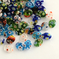 Mixed Color Handmade Millefiori Glass Cabochons, Oval, Mixed Color, 8x6x3mm
