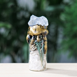 Хрусталь Энергетическая бутылка из необработанного натурального кристалла кварца, Рейки драгоценный камень внутри стеклянной бутылки желаний Хэллоуин украшение дома, 70~80 мм