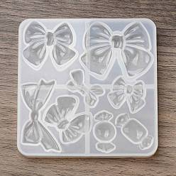 Blanc Moules en silicone bricolage en forme de bonbons et de nœud papillon, moules de résine, pour la résine UV, fabrication artisanale de résine époxy, blanc, 82x83x8.5mm, diamètre intérieur: 13~32x21~42 mm