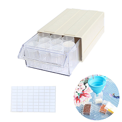 Old Lace Diamond Painting Storage Stackable Bead Organizer Drawers, with 22 Slots Round Individual Containers, Silicone Funnel and Writable Stickers, Old Lace, 182x110x60mm