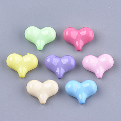 Mixed Color Opaque Solid Color Acrylic Beads, Heart, Mixed Color, 17x22x9mm, Hole: 1.5mm, about 350pcs/500g