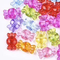 Mixed Color Transparent Acrylic Shank Buttons, Candy, Mixed Color, 17x29.5x10.5mm, Hole: 2.5mm, about 197pcs/500g