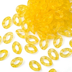 Yellow Transparent Acrylic Linking Rings, Quick Link Connectors, for Curb Chains Making, Frosted, Twist, Yellow, 30x21x6mm, Inner Diameter: 16x8mm