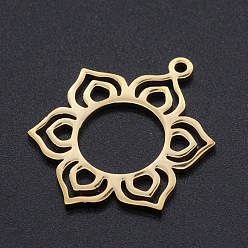 Golden 304 Stainless Steel Pendants, Laser Cut Pendants, Flower, Golden, 25x19.5x1mm, Hole: 1.5mm