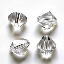 Прозрачный Имитация Австрийские кристаллические шарики, класс AAA, граненые, двухконусные, прозрачные, 10x9~10 мм, отверстие : 0.9~1.6 мм