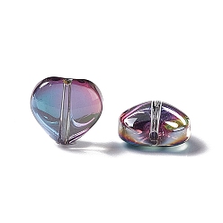 Colorido Grano de cristal electroplate, arco iris chapado, corazón, colorido, 10x10x5 mm, agujero: 1 mm