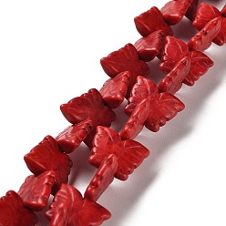FireBrick Synthetic Howlite Beads Strands, Dyed, Butterfly, FireBrick, 13x16.5~17x4.5mm, Hole: 1.5mm, about 381pcs/500g