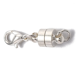 Silver Brass Magnetic Clasps Converter, with Lobster Claw Clasps, Column, Silver, 25x6mm