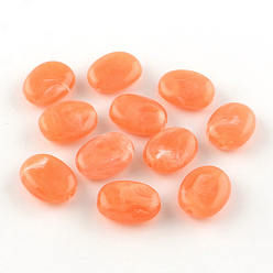 Saumon Clair Perles acryliques ovale imitation de pierres précieuses, saumon clair, 19x15x7mm, trou: 2 mm, environ 330 pcs / 500 g