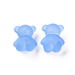 Aciano Azul Abalorios de acrílico transparentes, esmerilado, oso, azul aciano, 18.5x15.5x11 mm, agujero: 2.5 mm, Sobre 330 unidades / 500 g