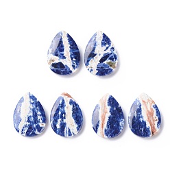 Sodalite Natural Sodalite Cabochons, Teardrop with Pattern, 25x18x4mm, about 2pcs/pair