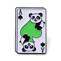 Playing Theme Броши из черного цинкового сплава, Игральная карта с эмалированными булавками в виде панды для мужчин и женщин, лопата, 30x20.5x1.5 мм