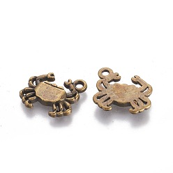 Antique Bronze Tibetan Style Pendants, Crab, Cadmium Free & Lead Free, Antique Bronze, 16x14x3mm, Hole: 2mm