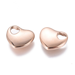 Rose Gold Ion Plating(IP) 304 Stainless Steel Stamping Blank Tag Pendants, Heart, Rose Gold, 13x15x3.7mm, Hole: 4x5mm