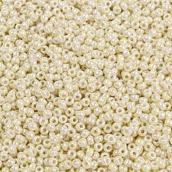 (RR486) Marfil Perla Ceilán AB Cuentas de rocailles redondas miyuki, granos de la semilla japonés, 8/0, (rr 486) marfil perla ceilán ab, 3 mm, agujero: 1 mm, Sobre 2111~2277 unidades / 50 g