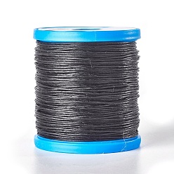 Black Round Waxed Cords, Micro Macrame Cord, Polyester Leather Sewing Thread, for Bracelets Making, Beading, Crafting, Bookbinding , Black, 1mm, about 87.48 yards(80m)/roll