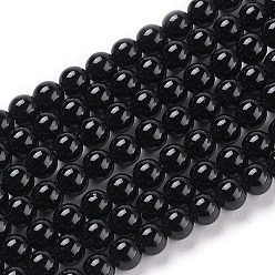 Black Onyx Round Natural Black Onyx Beads Strands, 8mm, Hole: 1mm, about 48pcs/strand, 15.1 inch