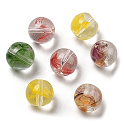Color mezclado Perlas de vidrio, rondo, color mezclado, 10~10.5 mm, agujero: 1.4 mm