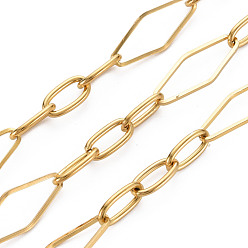 Real 16K Gold Plated 304 Stainless Steel Figaro Chains, Rhombus & Oval, Soldered, with Spool, Real 16K Gold Plated, 19.5x7~8x1mm, about 32.81 Feet(10m)/Roll