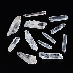 Quartz Crystal Natural Quartz Crystal Beads, Rock Crystal, Nuggets, No Hole/Undrilled, for Wire Wrapped Pendant Making, 15~40x4~12x3~10mm