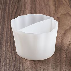 White Reusable Split Cup for Paint Pouring, Silicone Cups for Resin Mixing, 2 Dividers, Flower, White, 8.5x8.7x5.5cm, Inner Diameter: 6.6x4.2cm, 6.7x3.6cm