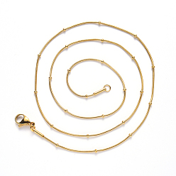 Золотой Вакуумное покрытие 304 ожерелье из круглой змеиной цепи из нержавеющей стали, с бусинами рондель и застежкой в виде клешни омара, золотые, 19.68 дюйм (50 см) x 1.5 мм
