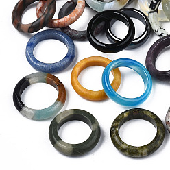 Смешанные камни Простое кольцо из натуральных и синтетических камней для женщин, размер США 5 1/2 (16.1 мм) ~ размер США 8 3/4 (18.7 мм)