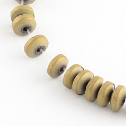 Golden Plated Electroplate Non-magnetic Synthetic Hematite Beads Strands, Heishi Beads, Flat Round/Disc, Golden Plated, 4x2mm, Hole: 1mm, about 198pcs/strand, 15.7 inch