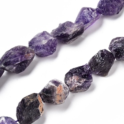 Amethyst Natural Amethyst Beads Strands, Rough Raw Stone, Nuggets, 11~25x11~20mm, Hole: 1.2mm, about 12~15pcs/strand, 7.48 inch~7.87 inch(19~20cm)