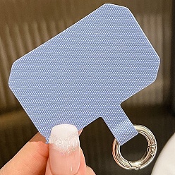 Light Steel Blue Cloth Mobile Phone Lanyard Patch, with Metal Clasp, Phone Strap Connector Replacement Part Tether Tab for Cell Phone Safety, Light Steel Blue, 5.8x3.9cm