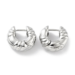 Platinum Rack Plating Brass Hoop Earrings for Women, Long-Lasting Plated, Lead Free & Cadmium Free, Platinum, 16.5x17.5x7mm