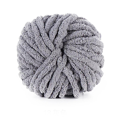Gray Polyester Wool Jumbo Chenille Yarn, Premium Soft Giant Bulky Chunky Arm Hand Finger Knitting Yarn, for Handmade Braided Knot Pillow Throw Blanket, Gray, 20mm, about 27m/roll