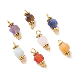 Mixed Color Chakra Theme Natural Tiger Eye & Rose Quartz & Amethyst & Topaz Jade & Red Agate & Amazonite & Sodalite Links Connectors, with Brass & Alloy Findings, Faceted, Round, Mixed Color, 15.5x6.5mm, Hole: 1.5mm