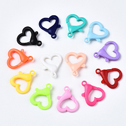 Mixed Color Opaque Acrylic Lobster Claw Clasps, Heart, Mixed Color, 26.5x22x6.5mm, Hole: 3mm
