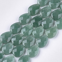 Green Aventurine Natural Green Aventurine Beads Strands, Faceted, teardrop, 18x13~13.5x5.5~6mm, Hole: 1.2mm, about 11pcs/strand, 7.8 inch