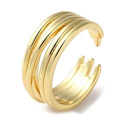 Real 18K Gold Plated Rack Plating Brass Criss Cross Open Cuff Rings, Cadmium Free & Lead Free, Real 18K Gold Plated, US Size 7 1/4(17.5mm)