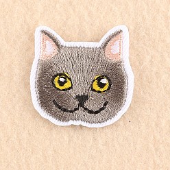 Dark Gray Computerized Embroidery Cloth Iron on/Sew on Patches, Costume Accessories, Appliques, Cat, Dark Gray, 3.5x3.7cm