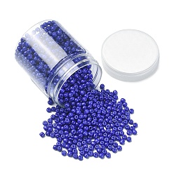 Синий 1300шт круглые стеклянные бусины с краской для выпечки, синие, 4~5x3~4 мм, отверстие : 1~2 мм