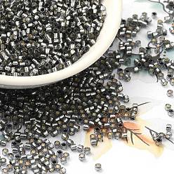 Gainsboro Abalorios de la semilla de cristal, plata forrada, cilindro, gainsboro, 2x1.5 mm, agujero: 1.4 mm, sobre 50398 unidades / libra
