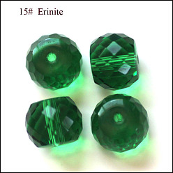 Vert Imitations de perles de cristal autrichien, grade de aaa, facette, tambour, verte, 10x8mm, Trou: 0.9~1mm