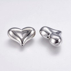 Platinum CCB Plastic Beads, Heart, Platinum, 21x29x11mm, Hole: 1~2mm