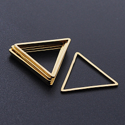 Oro 201 de acero inoxidable que une los anillos, Corte con laser, triángulo, dorado, 20x23x1 mm, tamaño interno: 17x19.5 mm
