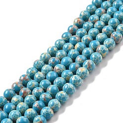 Bleu Ciel Brins de perles de jaspe impérial synthétiques, teint, ronde, bleu ciel, 6mm, Trou: 1.2mm, Environ 65 pcs/chapelet, 14.76 pouces~14.96 pouces (37.5cm~38cm)
