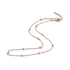 Oro Rosa Chapado en iones (ip) 304 collar de cadena satélite de acero inoxidable para hombres y mujeres, oro rosa, 15.75 pulgada (40 cm)