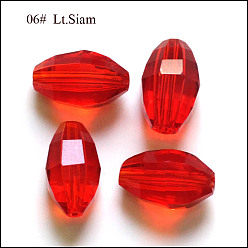 Rouge Imitations de perles de cristal autrichien, grade de aaa, facette, ovale, rouge, 10x13mm, Trou: 0.9~1mm