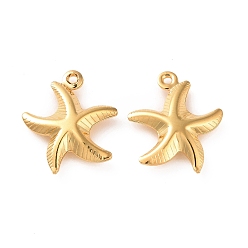 Golden 304 Stainless Steel Pendants, Starfish Charms, Golden, 16x14x3.3mm, Hole: 1mm