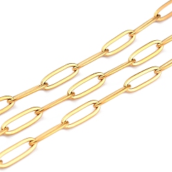 Золотой Ионное покрытие (ip) 304 цепи для канцелярских скрепок из нержавеющей стали, пайки, с катушкой, золотые, ссылка: 12x4x1 mm, около 32.8 футов (10 м) / рулон