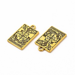 Antique Golden Tibetan Style Alloy Pendants, Rectangle with Tarot Charm, Antique Golden, 23x14x1.5mm, Hole: 2mm